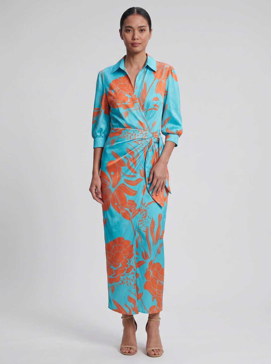 Women's Maxi Dress – Floral Print Long-Sleeve