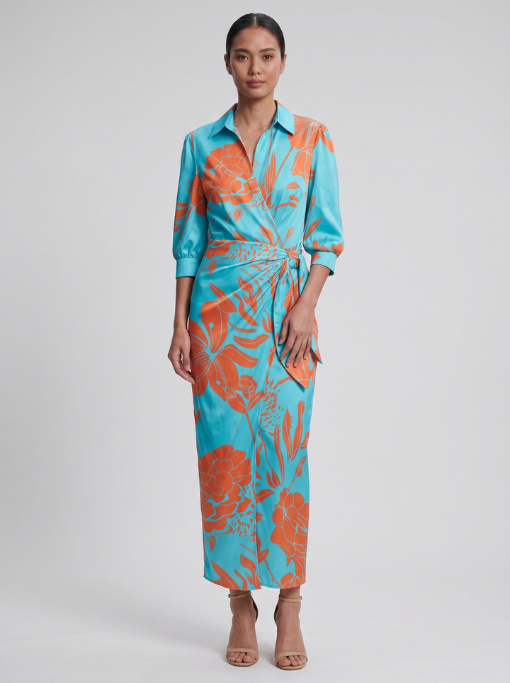 Women's Maxi Dress – Floral Print Long-Sleeve