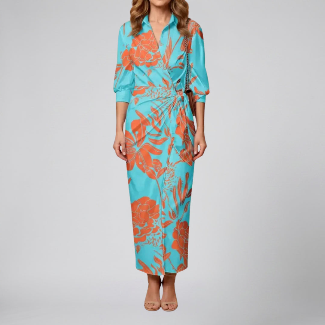 Women's Maxi Dress – Floral Print Long-Sleeve