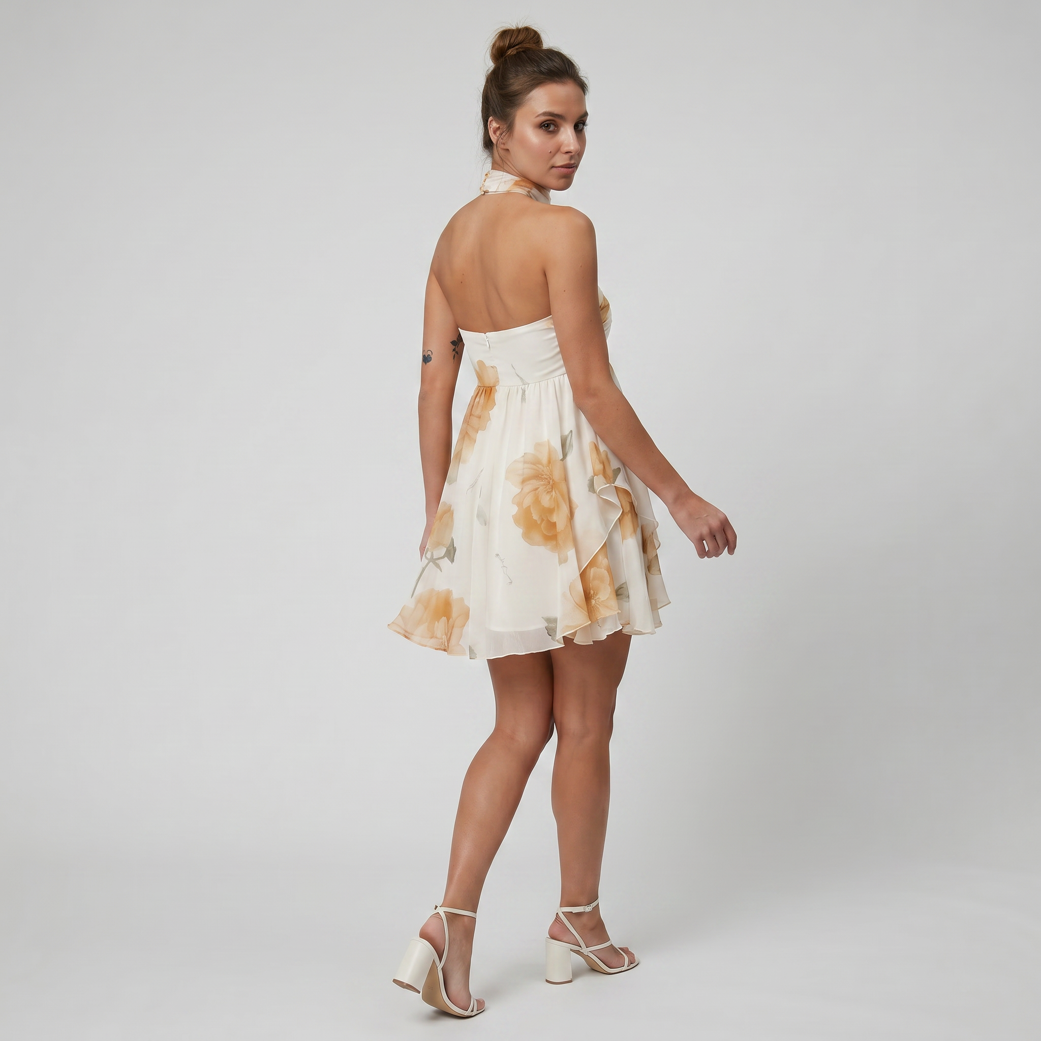 Women’s Floral Silk Chiffon Mini Dress | Celestiella