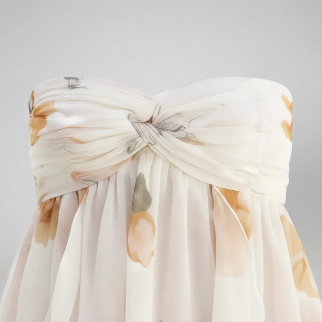 Women's Mini Dress – Floral Silk Chiffon Summer Style