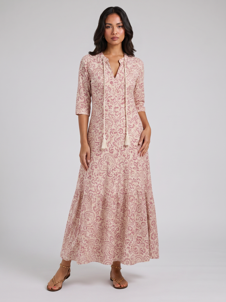 Women's Maxi Dress – Floral V-Neck Summer Style