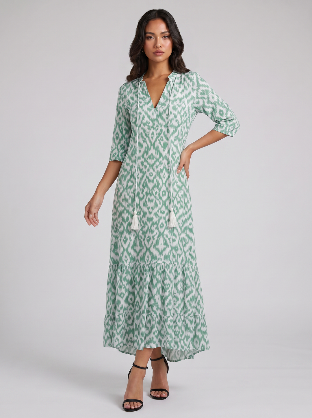 Women's Maxi Dress – Floral V-Neck Summer Style