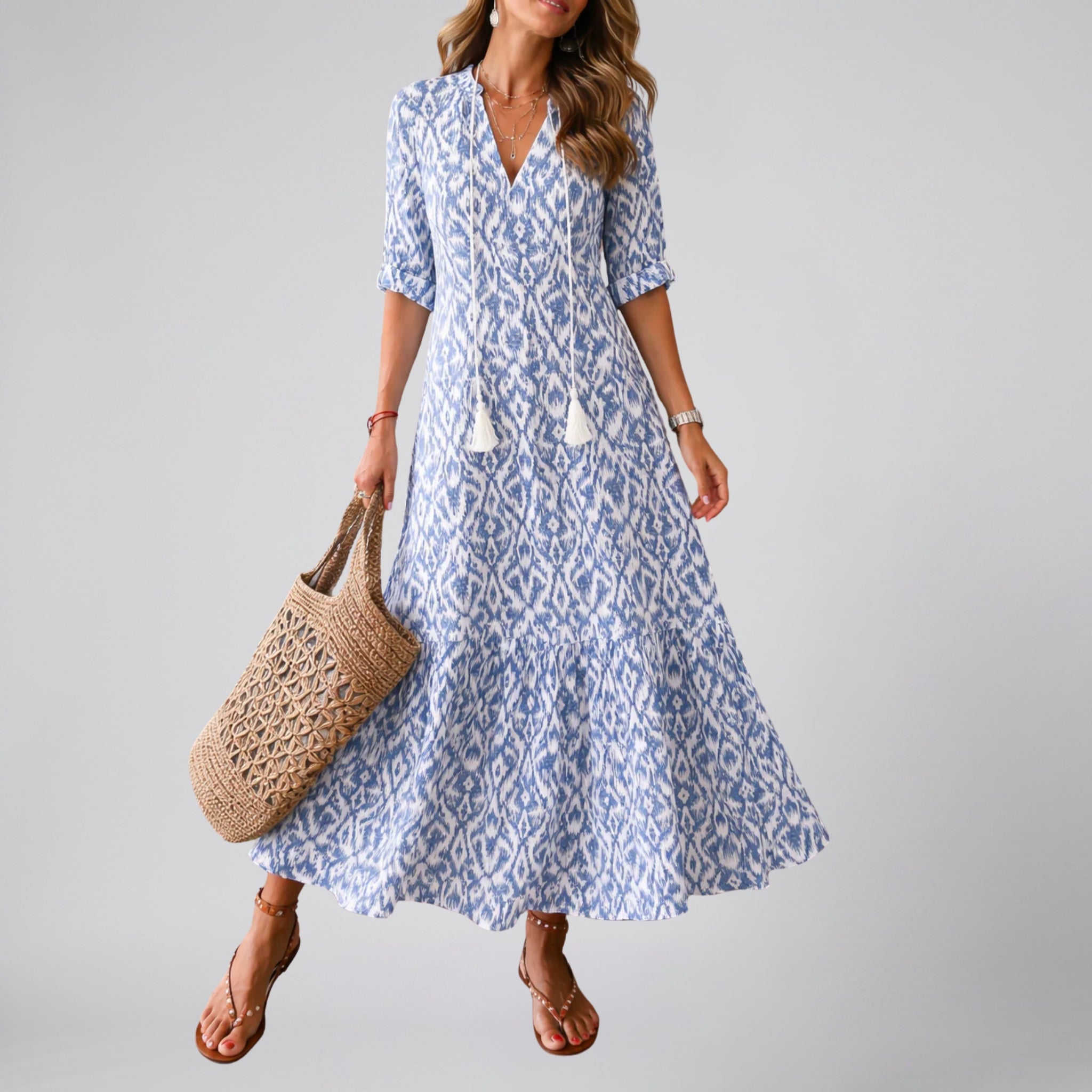 Women’s Floral V-Neck Maxi Dress | Celestiella
