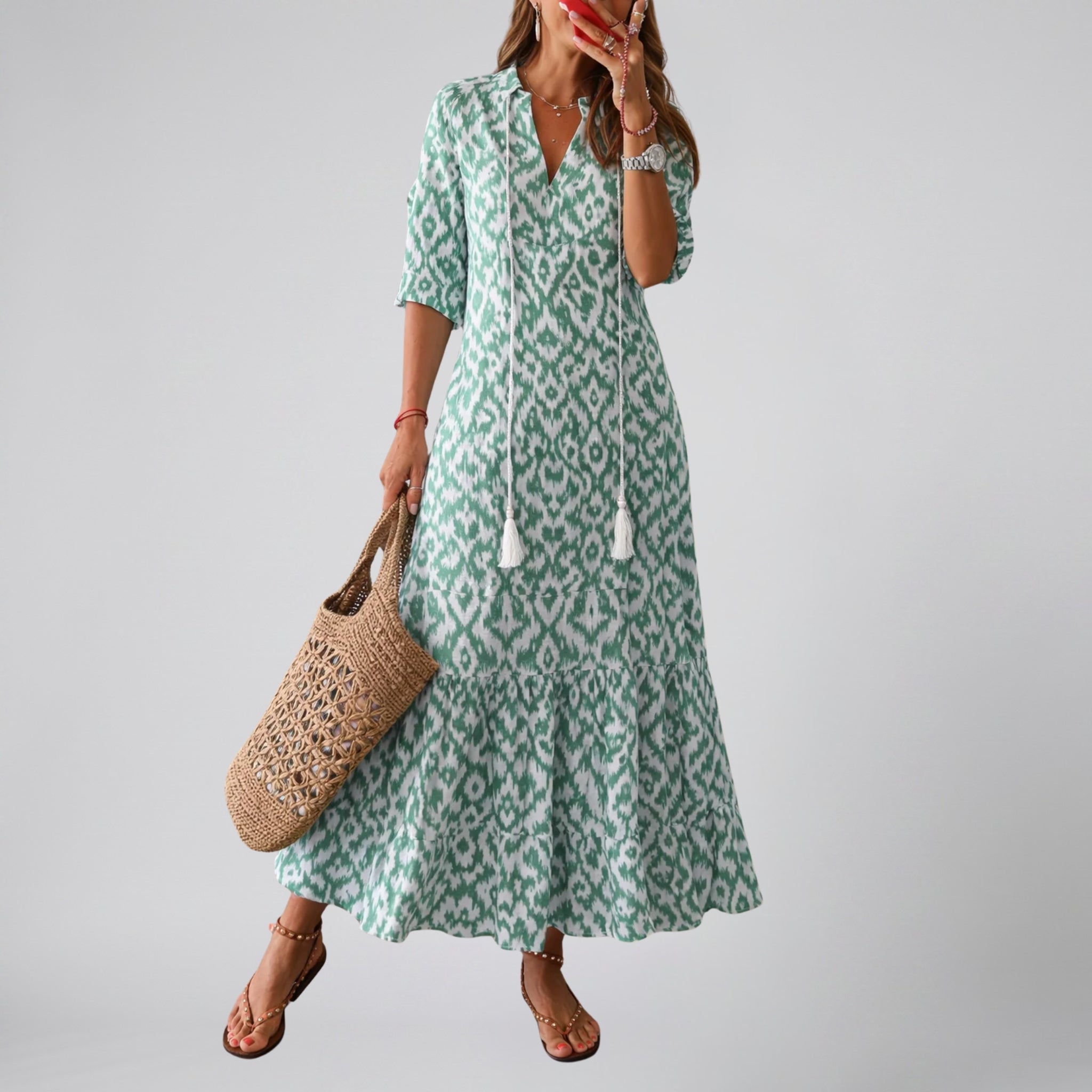 Women’s Floral V-Neck Maxi Dress | Celestiella