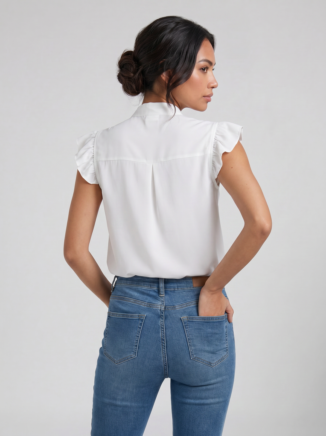 Women's Blouse – Flutter-Sleeve Bow