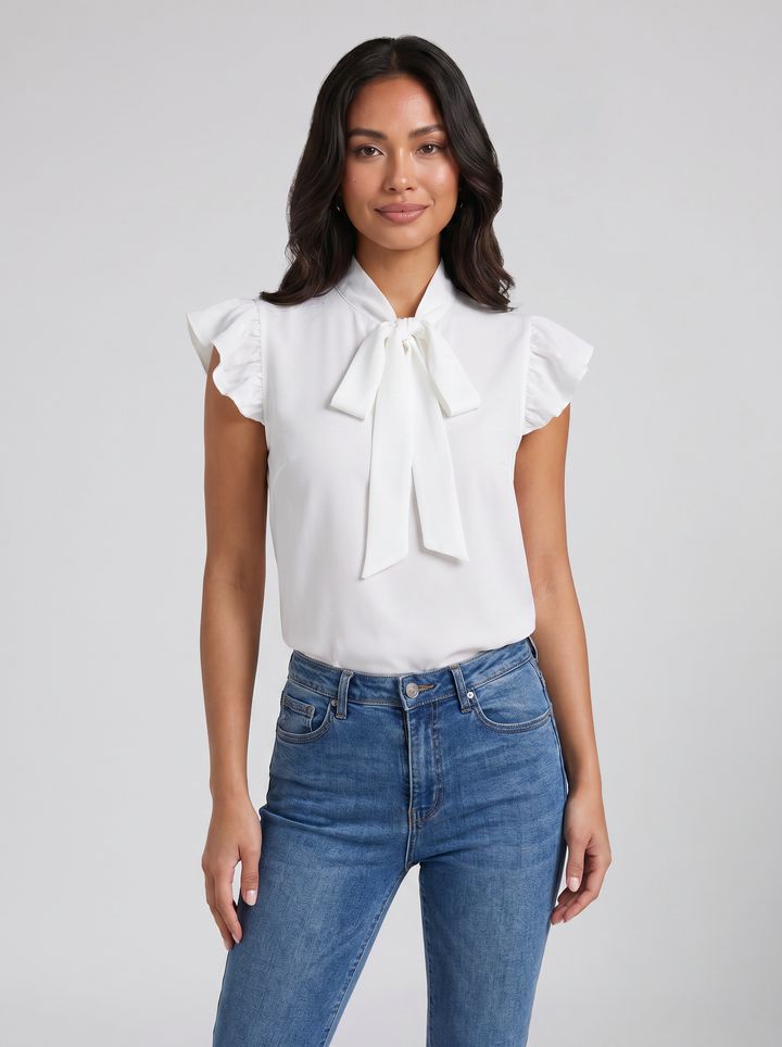 Women's Blouse – Flutter-Sleeve Bow
