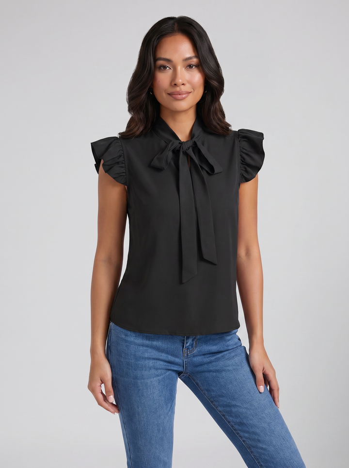 Women's Blouse – Flutter-Sleeve Bow