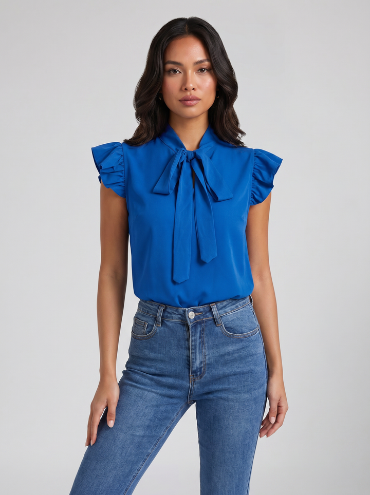 Women's Blouse – Flutter-Sleeve Bow
