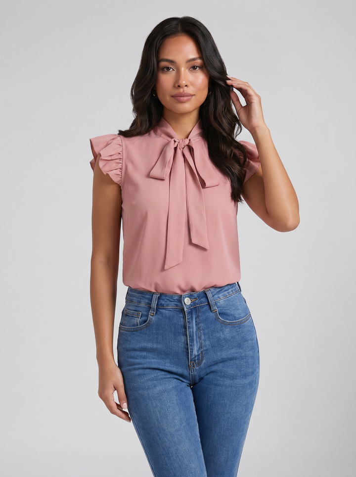 Women's Blouse – Flutter-Sleeve Bow