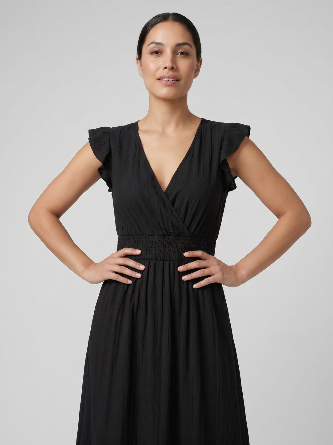 Women's Maxi Dress – Flutter-Sleeve V-Neck Summer Style