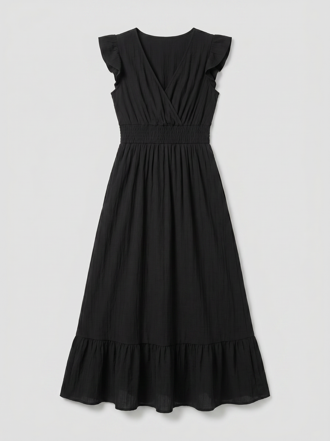 Women's Maxi Dress – Flutter-Sleeve V-Neck Summer Style