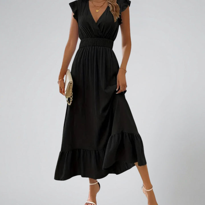 Women's Maxi Dress, Flutter-Sleeve V-Neck Summer Style