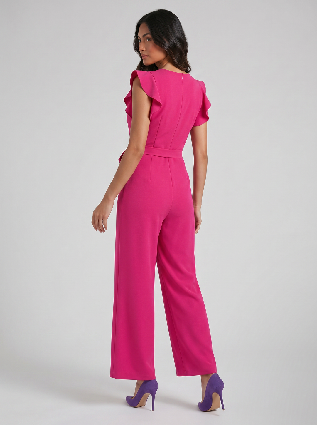 Women's Jumpsuit – Flutter-Sleeve Wide-Leg