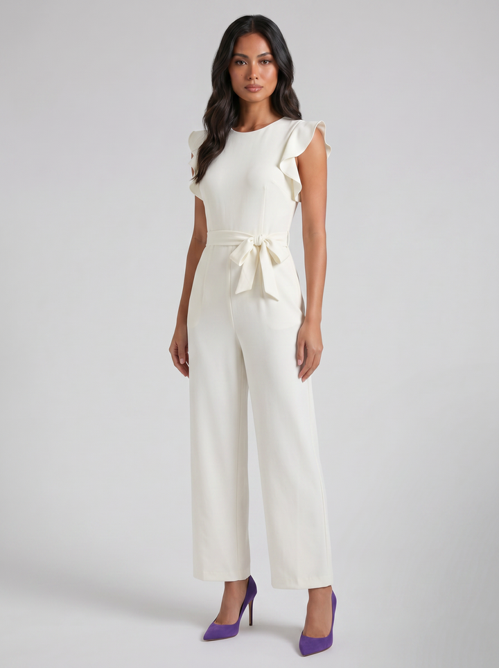 Women's Jumpsuit – Flutter-Sleeve Wide-Leg