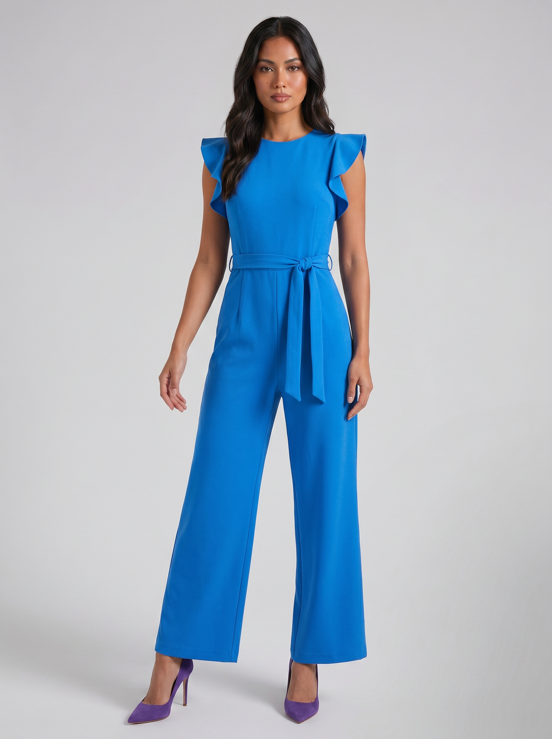 Women's Jumpsuit – Flutter-Sleeve Wide-Leg