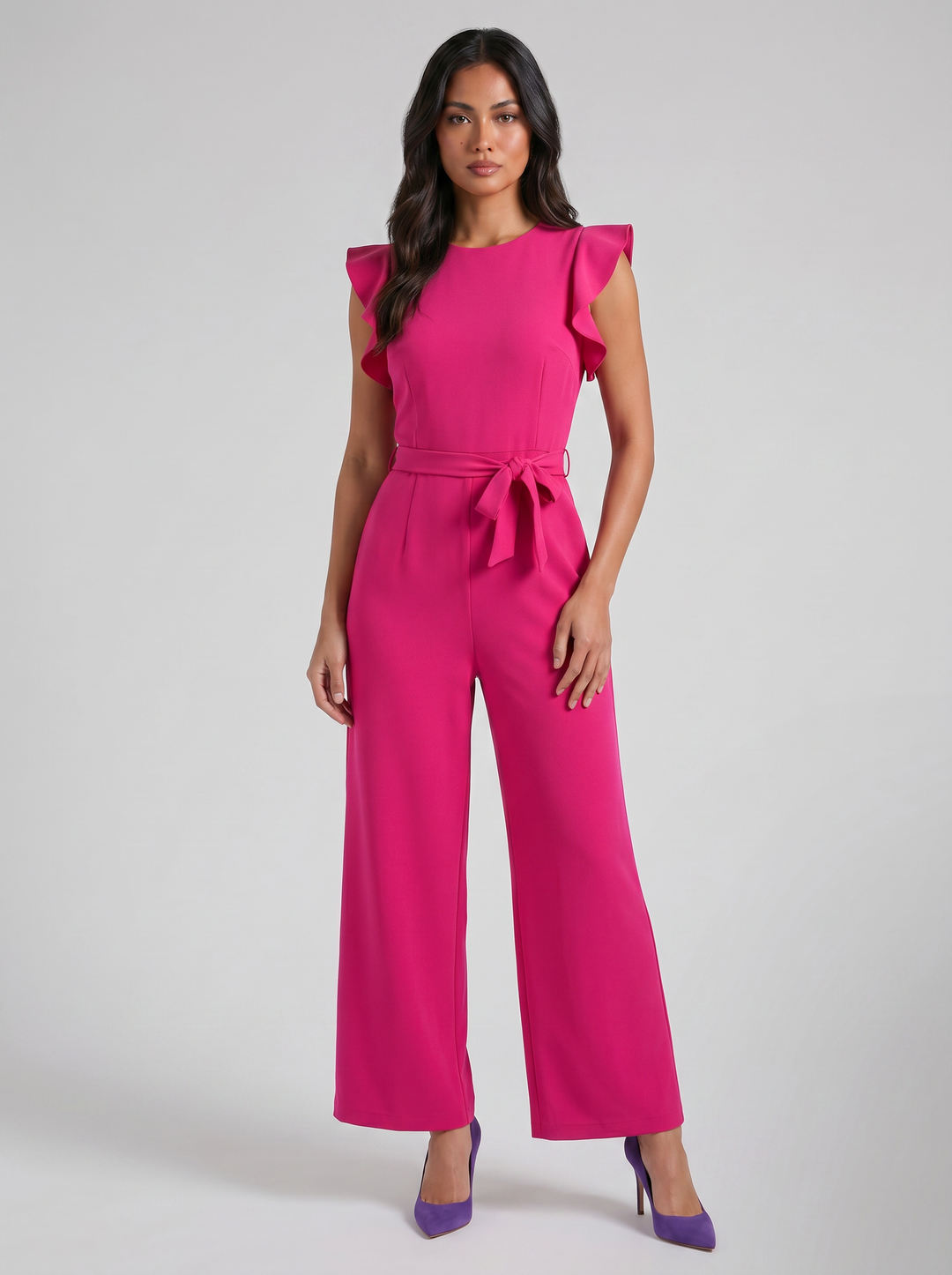 Women's Jumpsuit – Flutter-Sleeve Wide-Leg