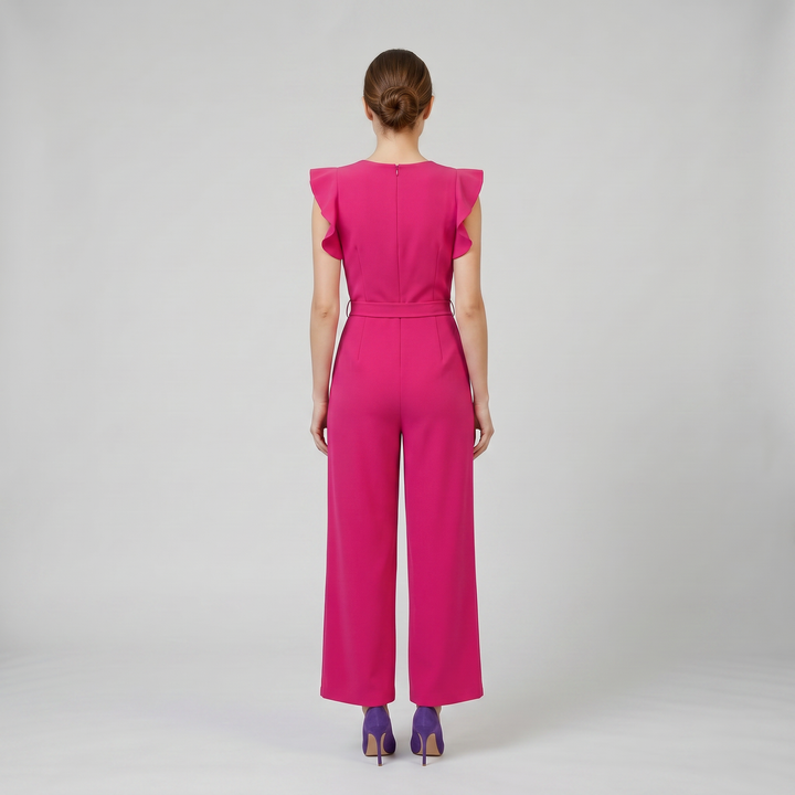 Women's Jumpsuit – Flutter-Sleeve Wide-Leg