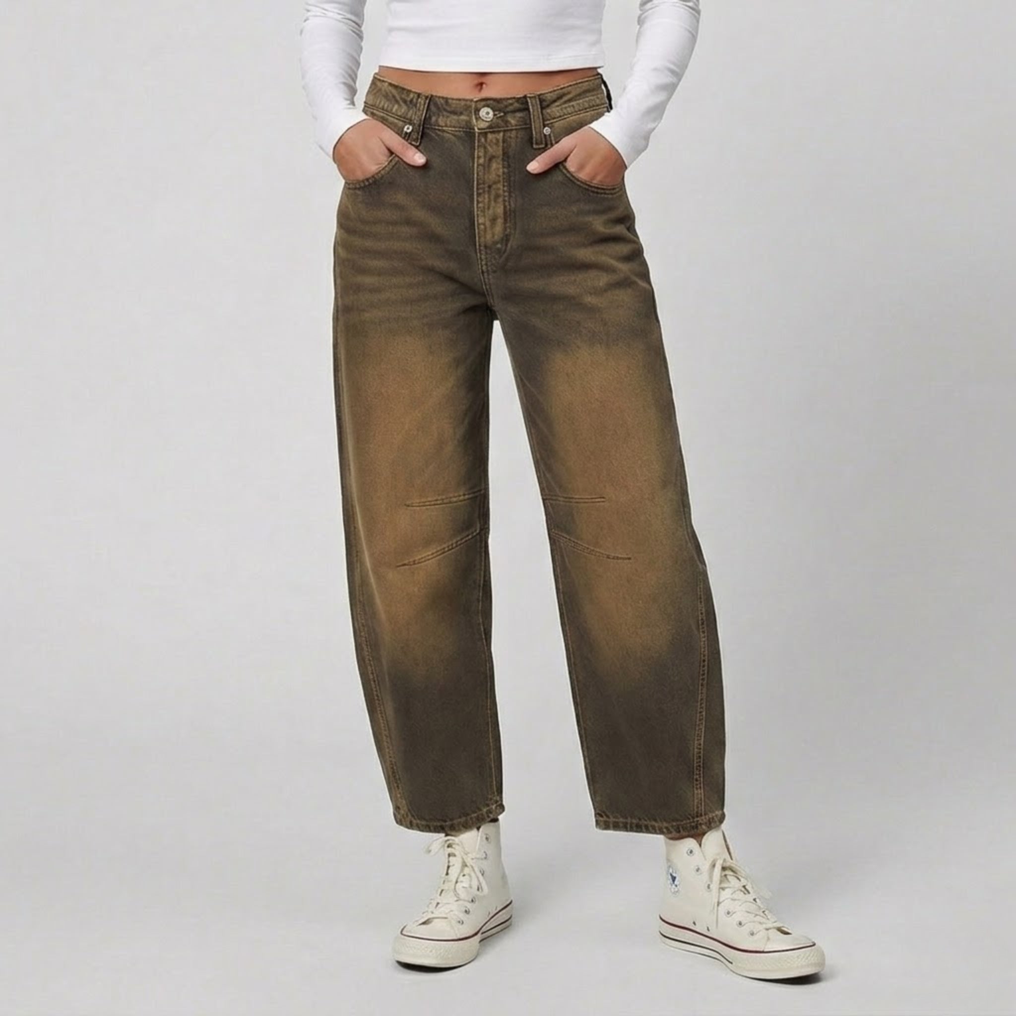 Women’s High-Waisted Distressed Balloon Jeans | Celestiella