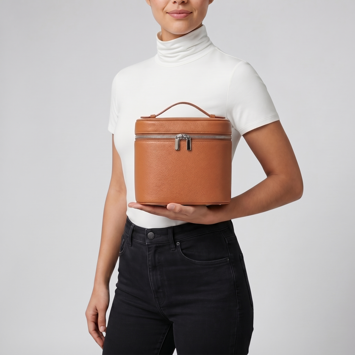 Women’s Leather Vanity Case - Structured Wash Bag | Celestiella