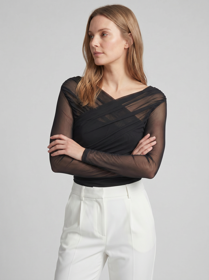 Women's Mesh Top – Long-Sleeve Sheer