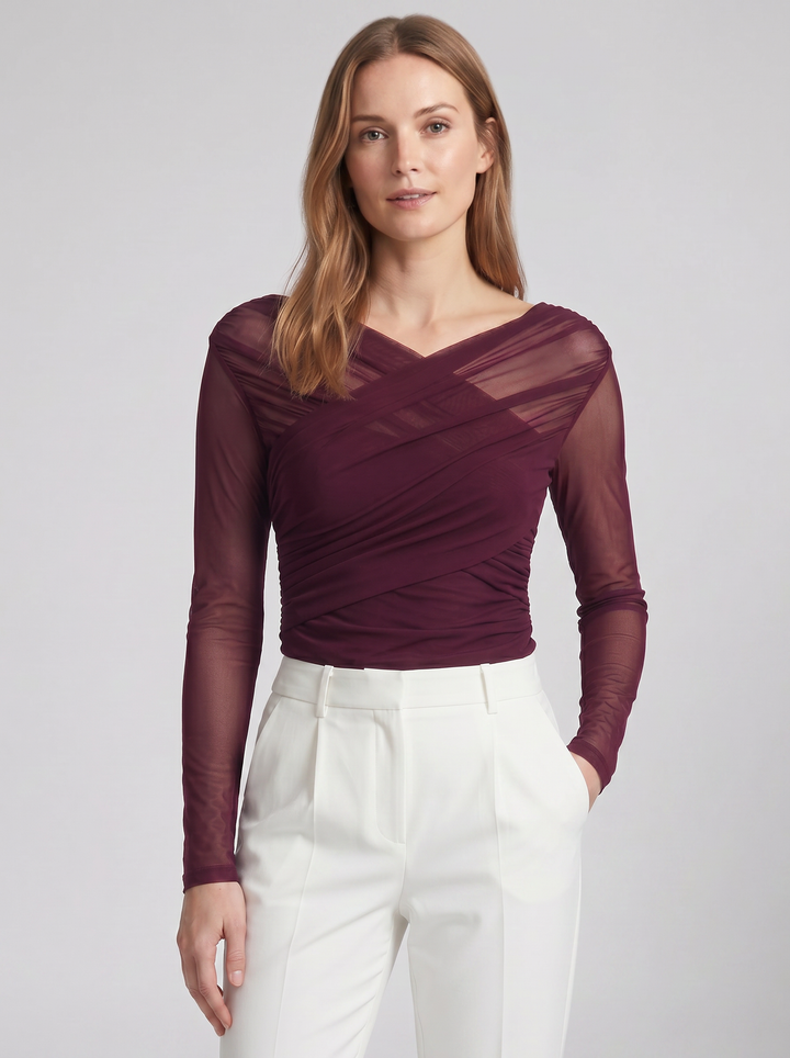 Women's Mesh Top – Long-Sleeve Sheer
