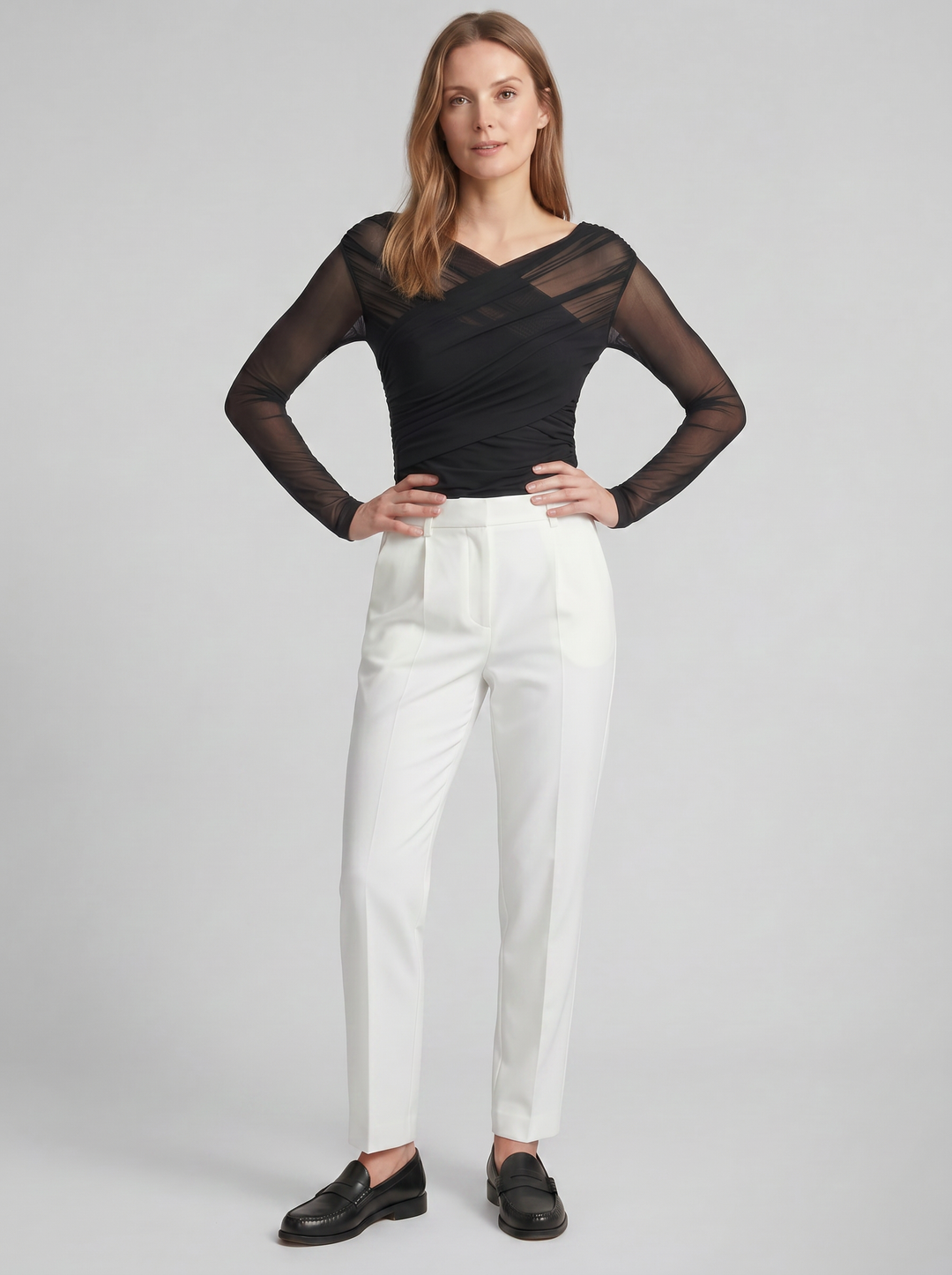 Women's Mesh Top – Long-Sleeve Sheer
