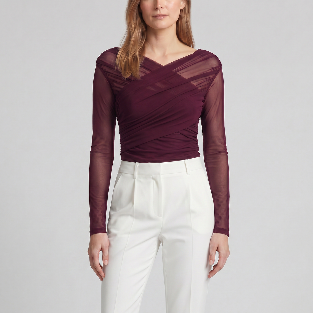 Women's Long-Sleeve Mesh Body Top | Celestiella