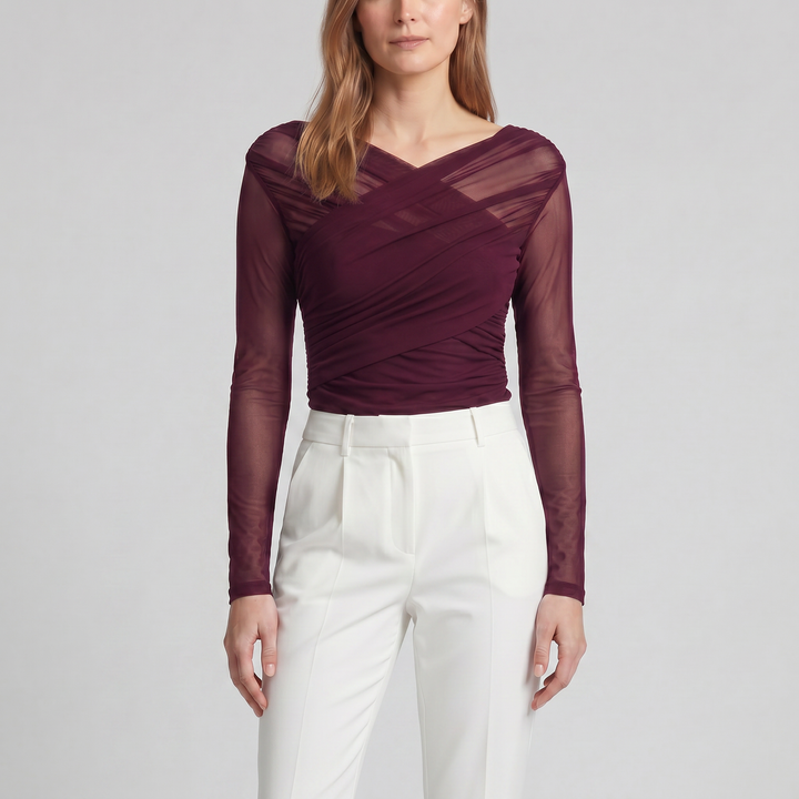 Women's Long-Sleeve Mesh Body Top | Celestiella
