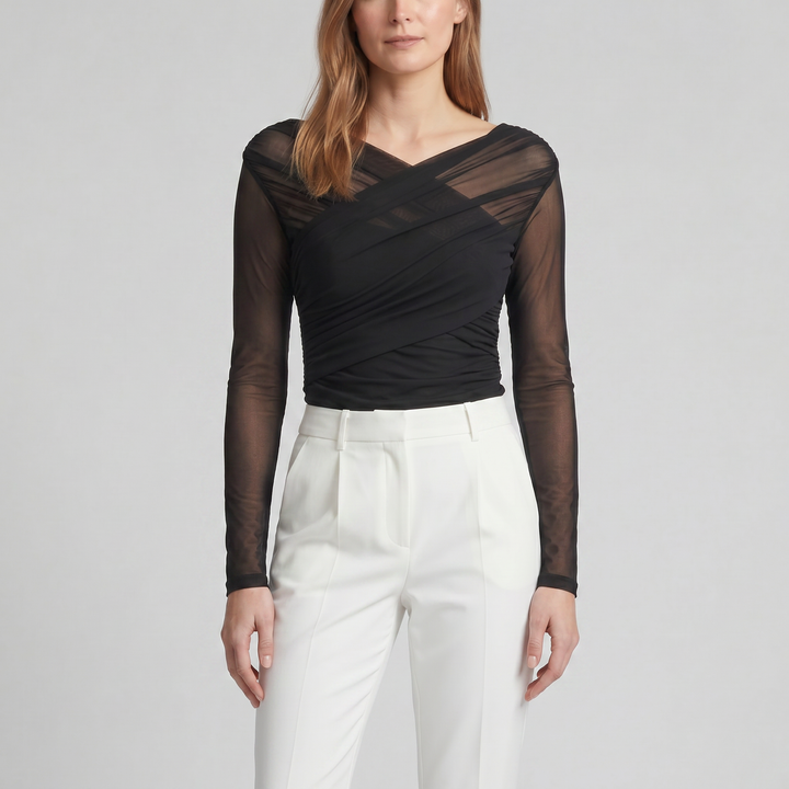 Women's Long-Sleeve Mesh Body Top | Celestiella