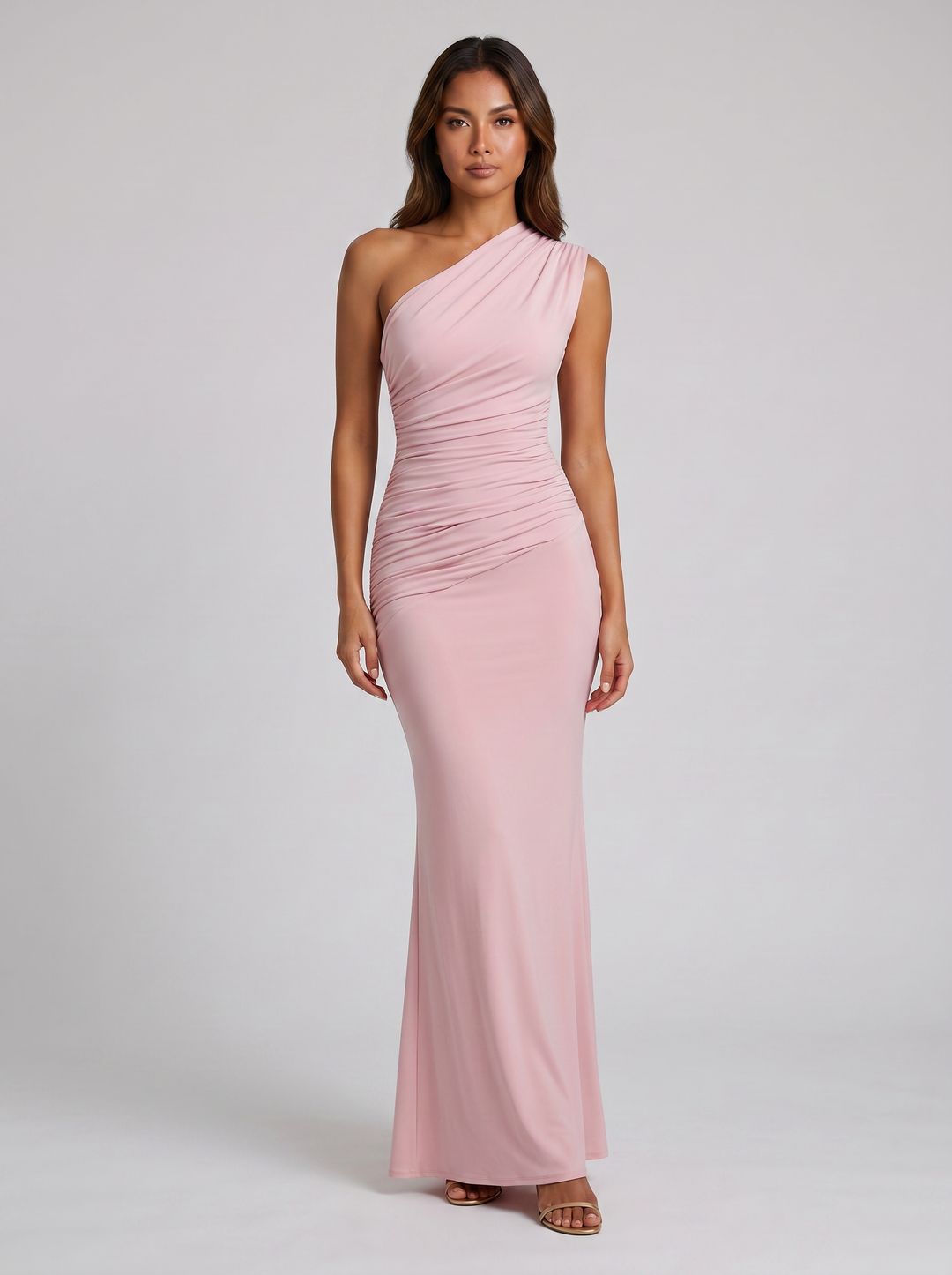 Women's Maxi Dress – Asymmetrical Ruched Party Style