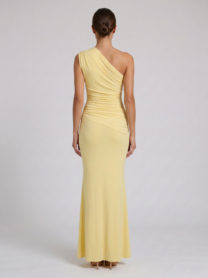 Women's Maxi Dress – Asymmetrical Ruched Party Style