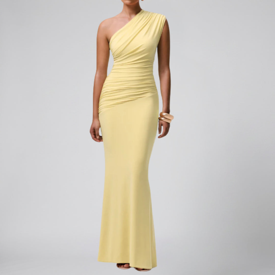 Women's Maxi Dress, Asymmetrical Ruched Party Style