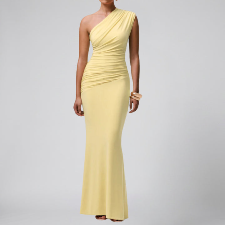 Women's Maxi Dress, Asymmetrical Ruched Party Style