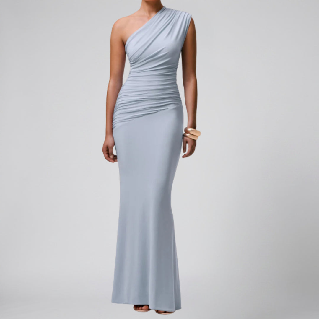 Women's Maxi Dress – Asymmetrical Ruched Party Style