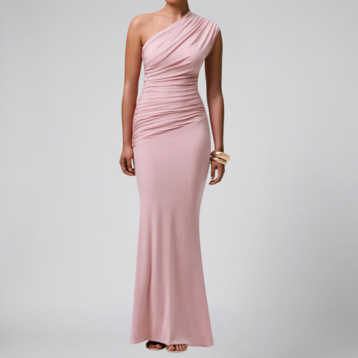 Women's Maxi Dress – Asymmetrical Ruched Party Style