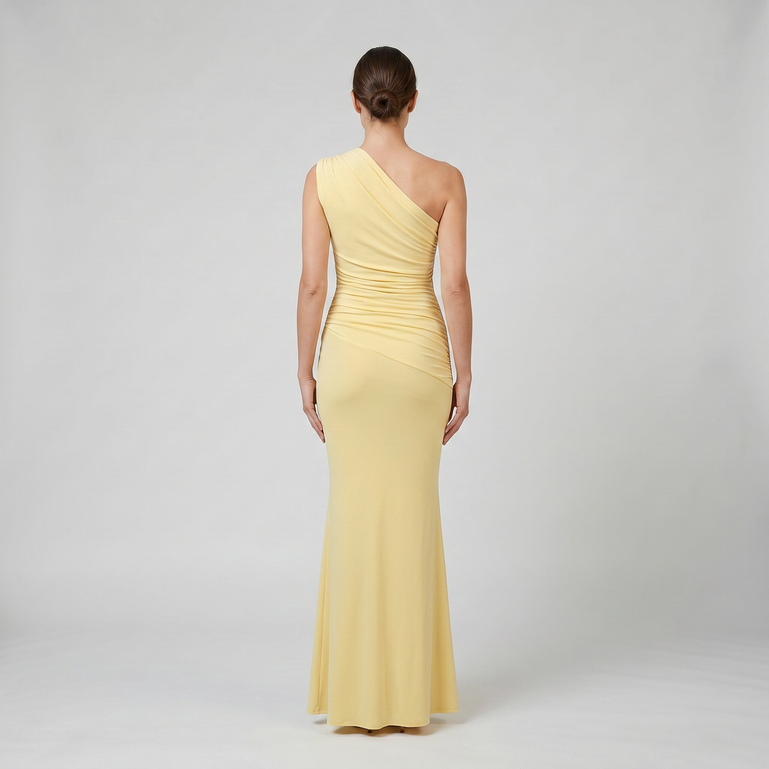 Women's Maxi Dress – Asymmetrical Ruched Party Style