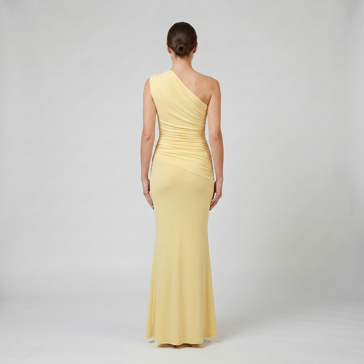 Women's Maxi Dress – Asymmetrical Ruched Party Style