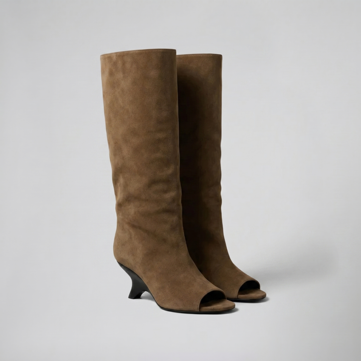 Women’s Peep-Toe Suede Boots | Celestiella