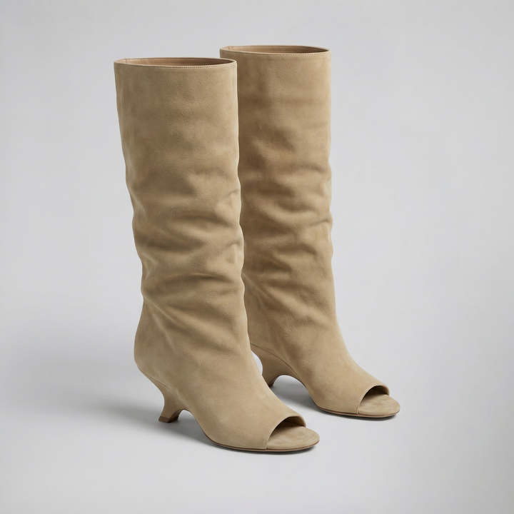 Women’s Peep-Toe Suede Boots | Celestiella