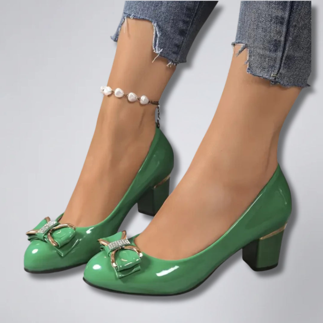 Women's Court Shoes – Block Heel Bow