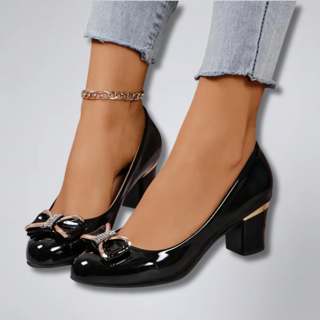 Women's Court Shoes – Block Heel Bow