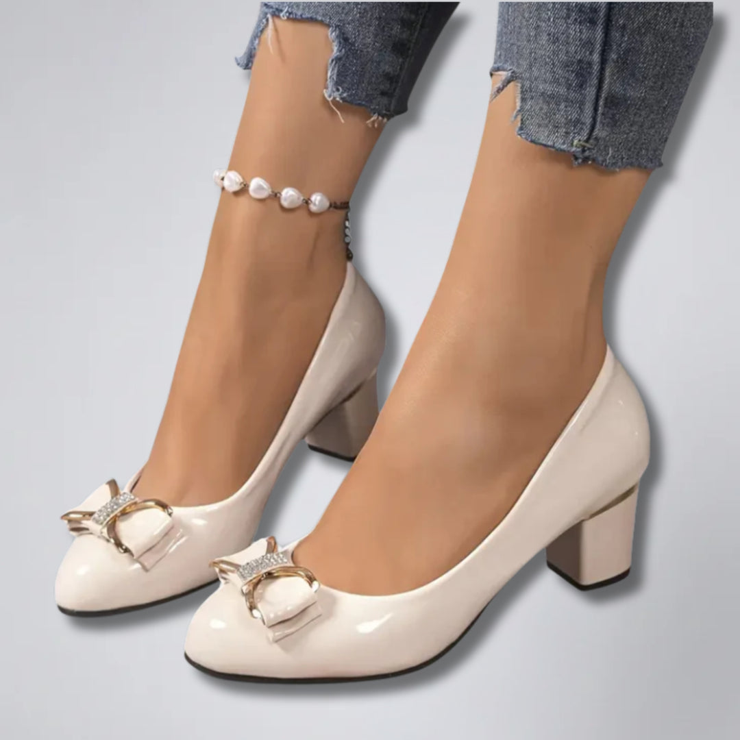 Women's Court Shoes – Block Heel Bow