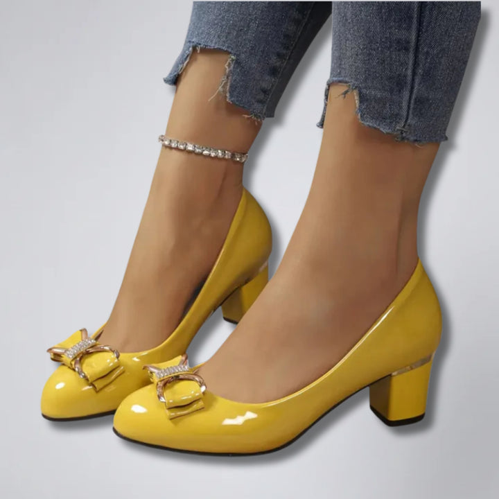 Women's Court Shoes – Block Heel Bow