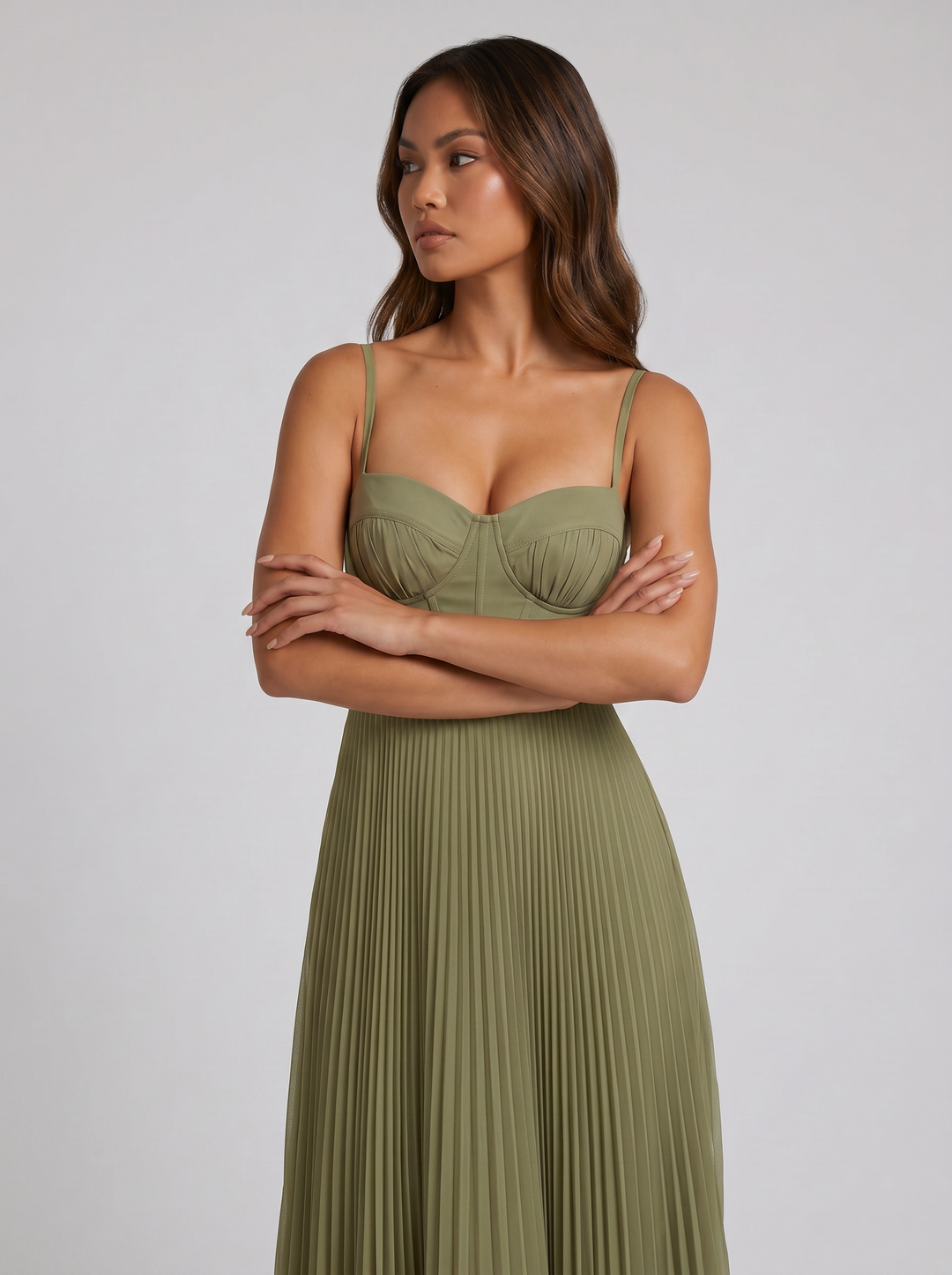 Women's Maxi Dress – Pleated Bustier Occasion Style