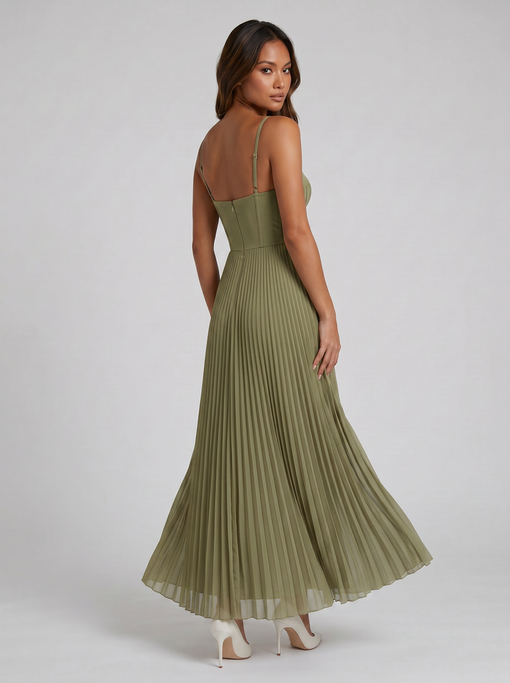 Women's Maxi Dress – Pleated Bustier Occasion Style