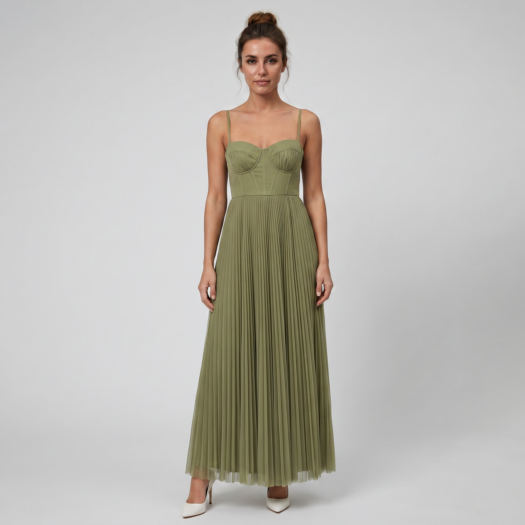 Women’s Pleated Bustier Maxi Dress | Celestiella