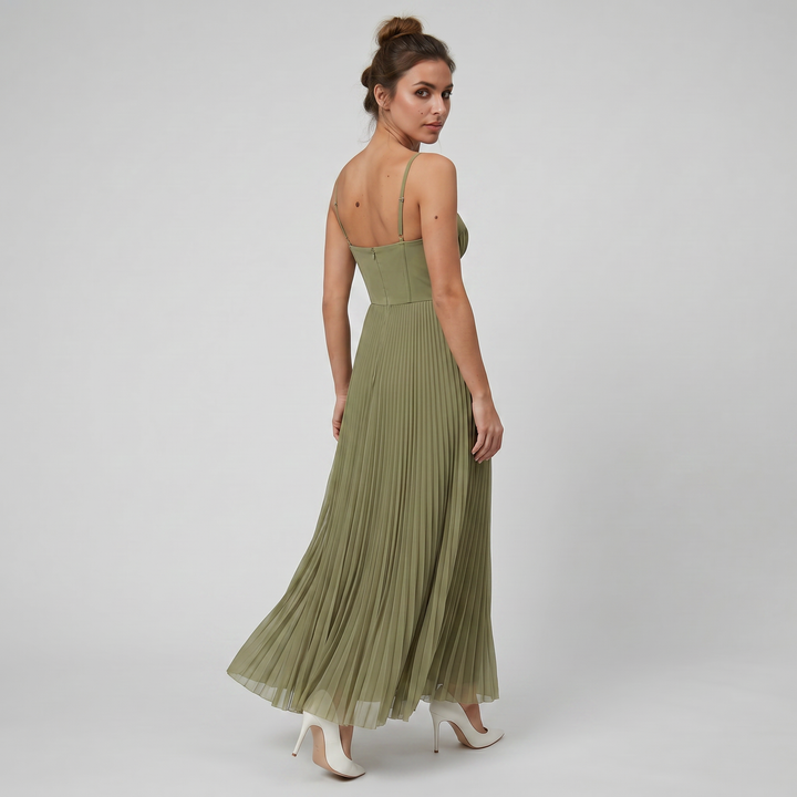 Women's Maxi Dress – Pleated Bustier Occasion Style