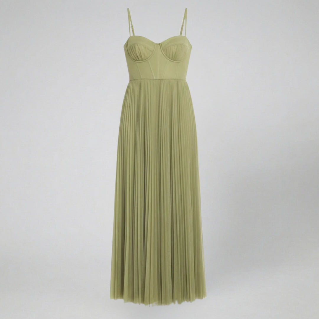 Women's Maxi Dress – Pleated Bustier Occasion Style