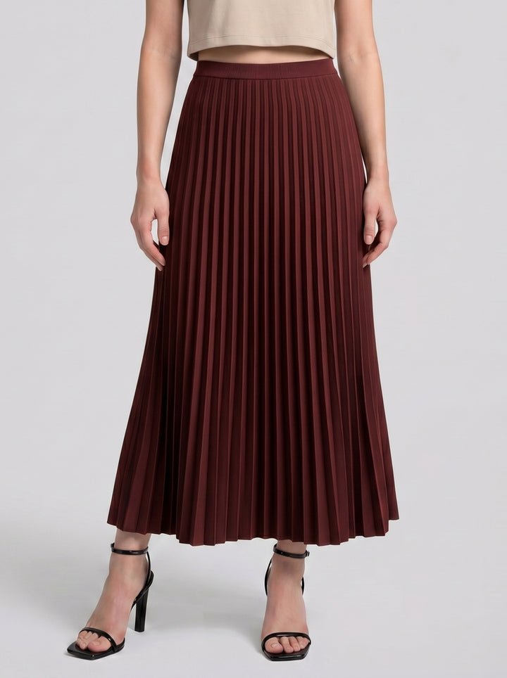 Women's Pleated Knit Midi Skirt – Fluid Movement